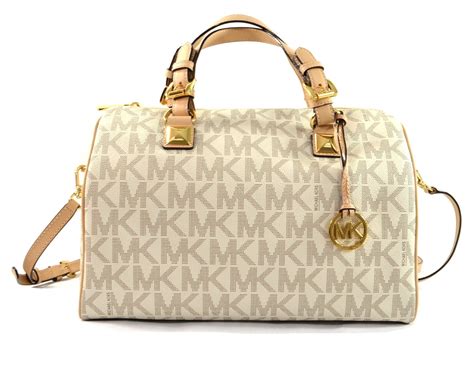 michael kors grayson satchel vanilla|Michael Kors leather satchel large.